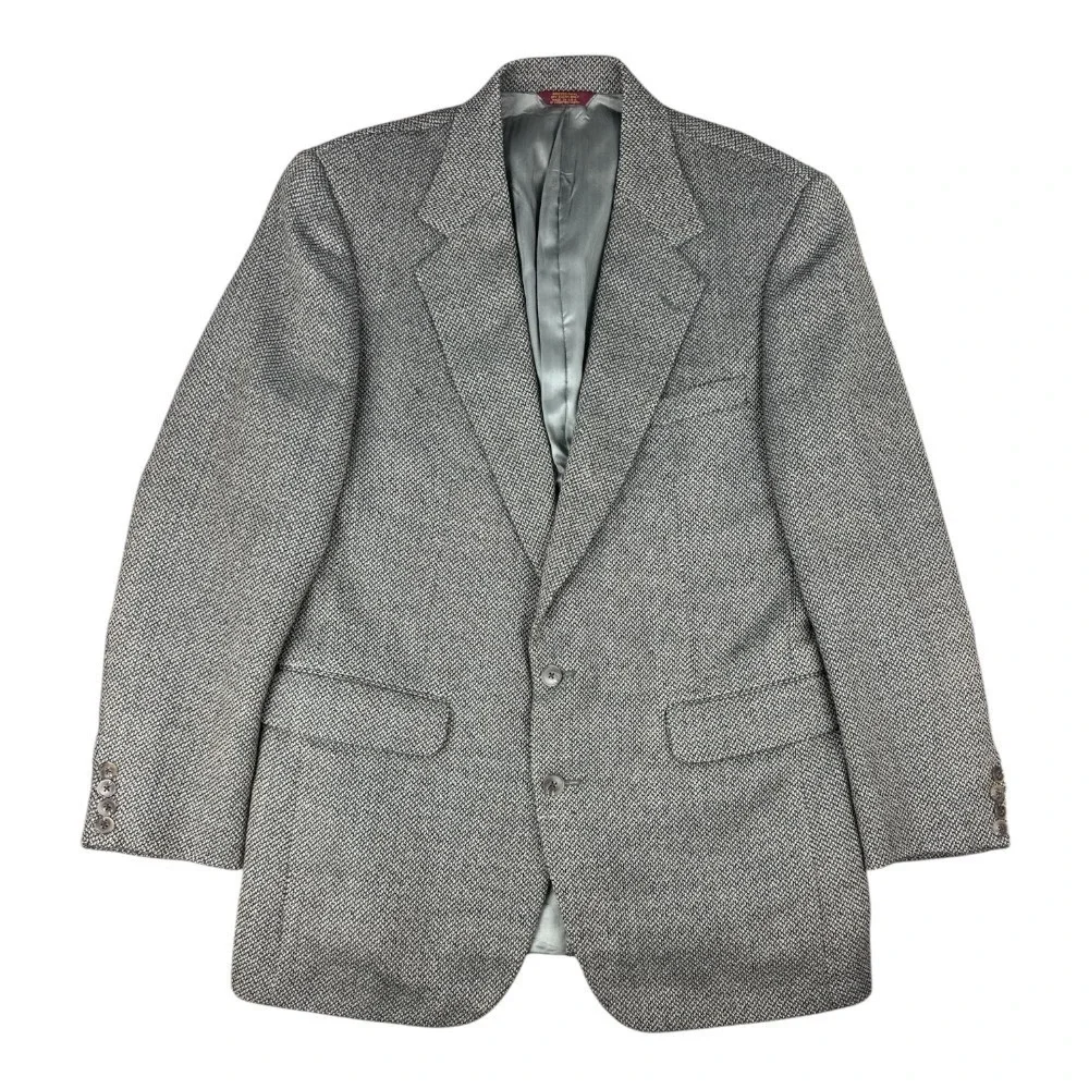 Tom Wade Blazer Mens 42 USA Vintage Union Basketweave Sport Coat Brown Black